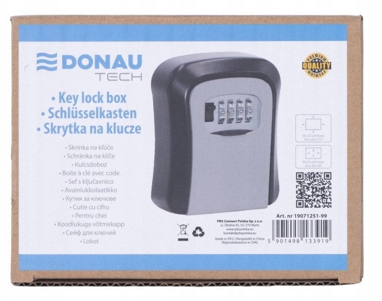 Donau Skrytka na klucze DONAU TECH, 115x95x40 mm, czarno-srebrna
