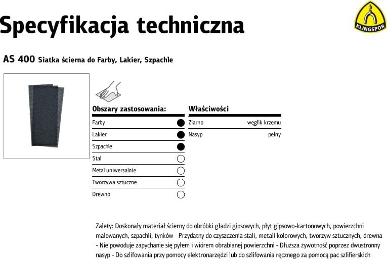 Klingspor K.SIATKA ŚCIERNA AS400 gr.120 /50szt. K325985