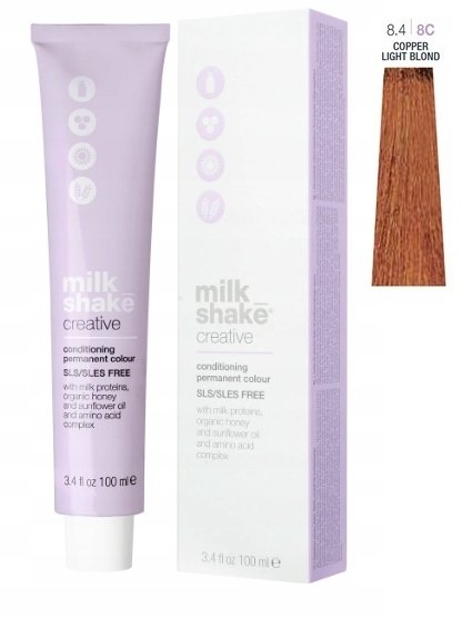 Milk Shake, Creative, Permanent Hair Dye, 8.4/8C Copper Light Blond, 100 ml For Women