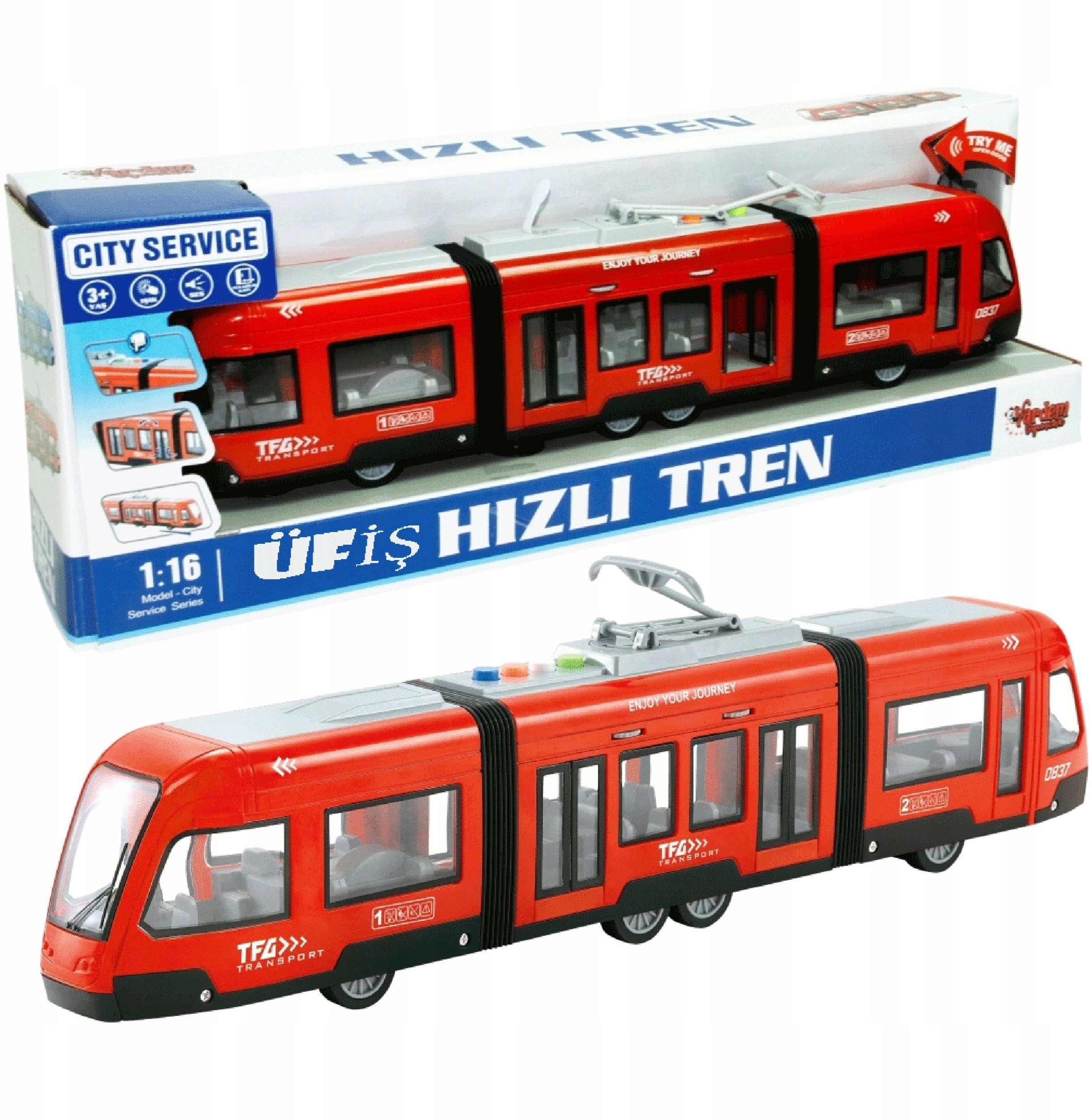 Duży tramwaj dźwięk światła baterie czerwony 930A