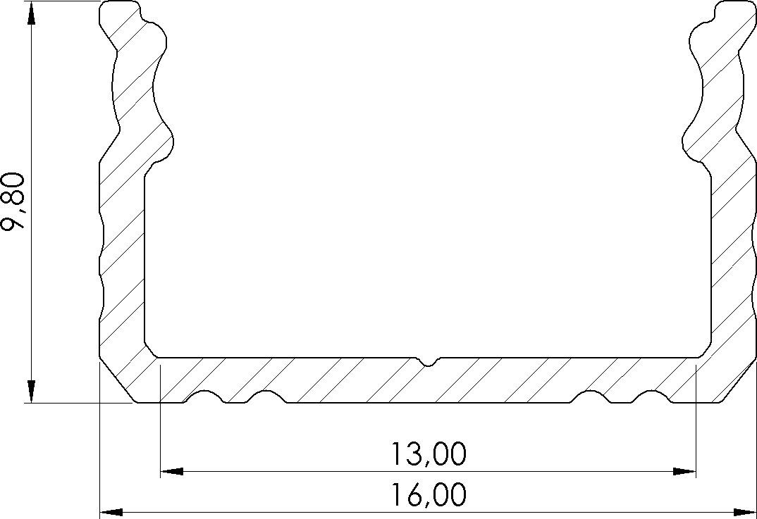 MPL Power Nawierzchniowy profil ALU surowy 9x16mm 3030mm Surface raw alu (5902135152775)