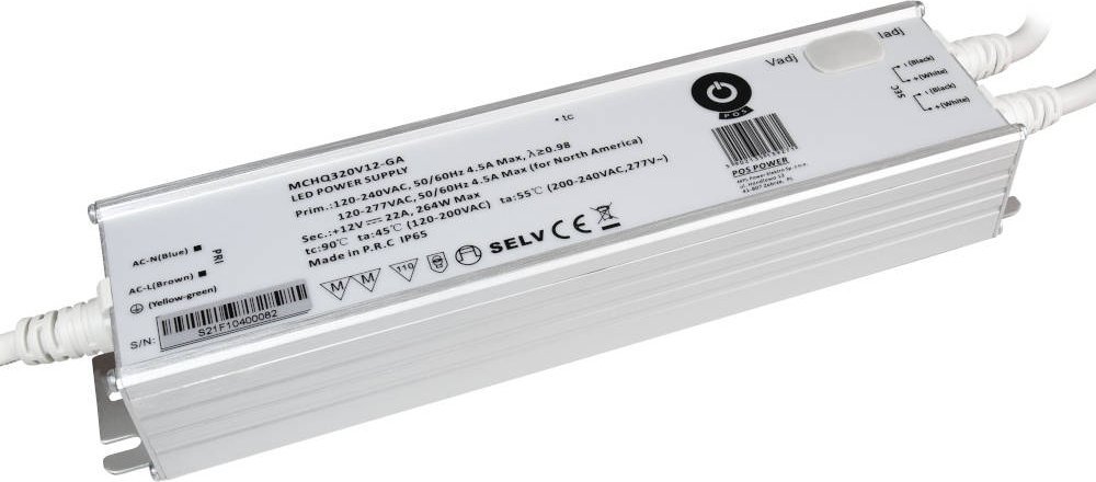 MPL Power MCHQ320V12-GA: zasilacz LED 12V/22A 264W CV, metal case, PFC, Universal AC input (max 305V...