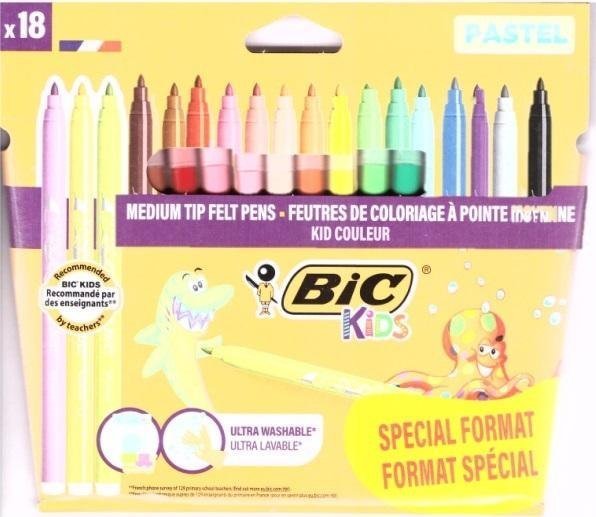 Flamastry Kids Couleur pastel 18 kolorów BIC