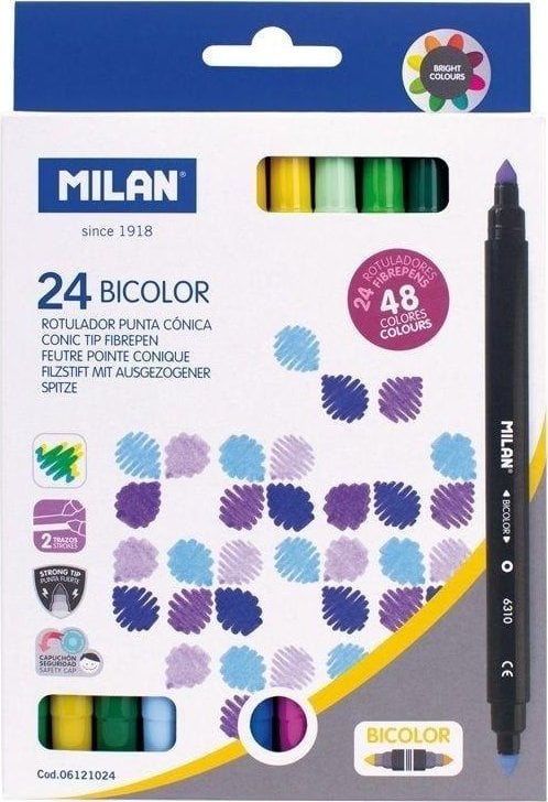Milan Flamastry Bicolor Dwustronne 48kol. 24szt MILAN