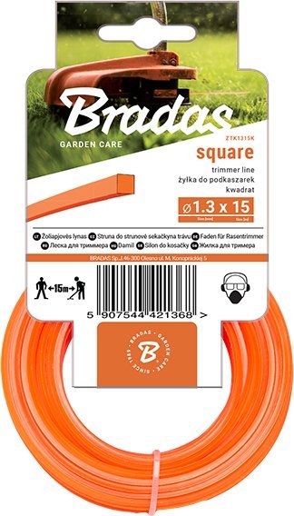 Bradas Żyłka trimmer, kwadrat, karta (ZTK2015K)