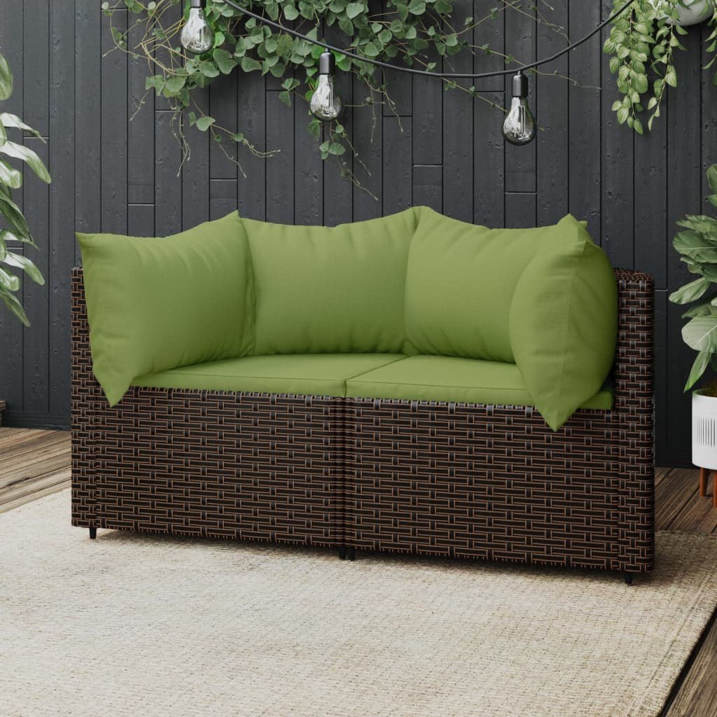 Zdjęcia - Meble ogrodowe VidaXL Patio Corner Sofas with Cushions 2 pcs Brown Poly Rattan 