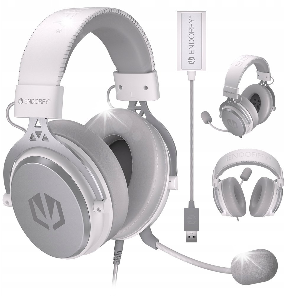 Słuchawki Endorfy Słuchawki przewodowe z mikrofonem Endorfy Viro Plus USB Onyx White Nauszne