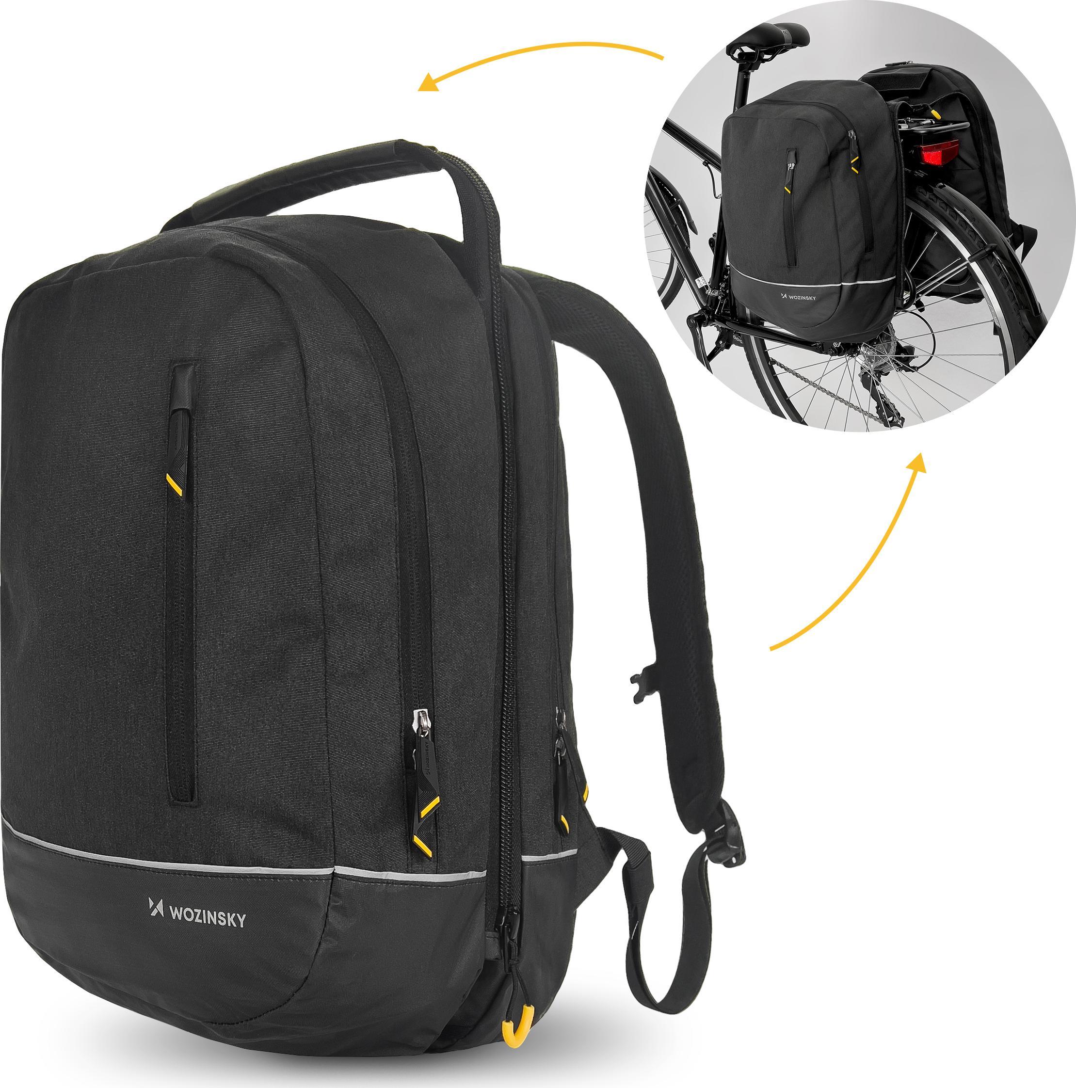 Wozinsky Dwuczęściowa torba rowerowa plecak 2w1 30l czarna (WBB30BK)