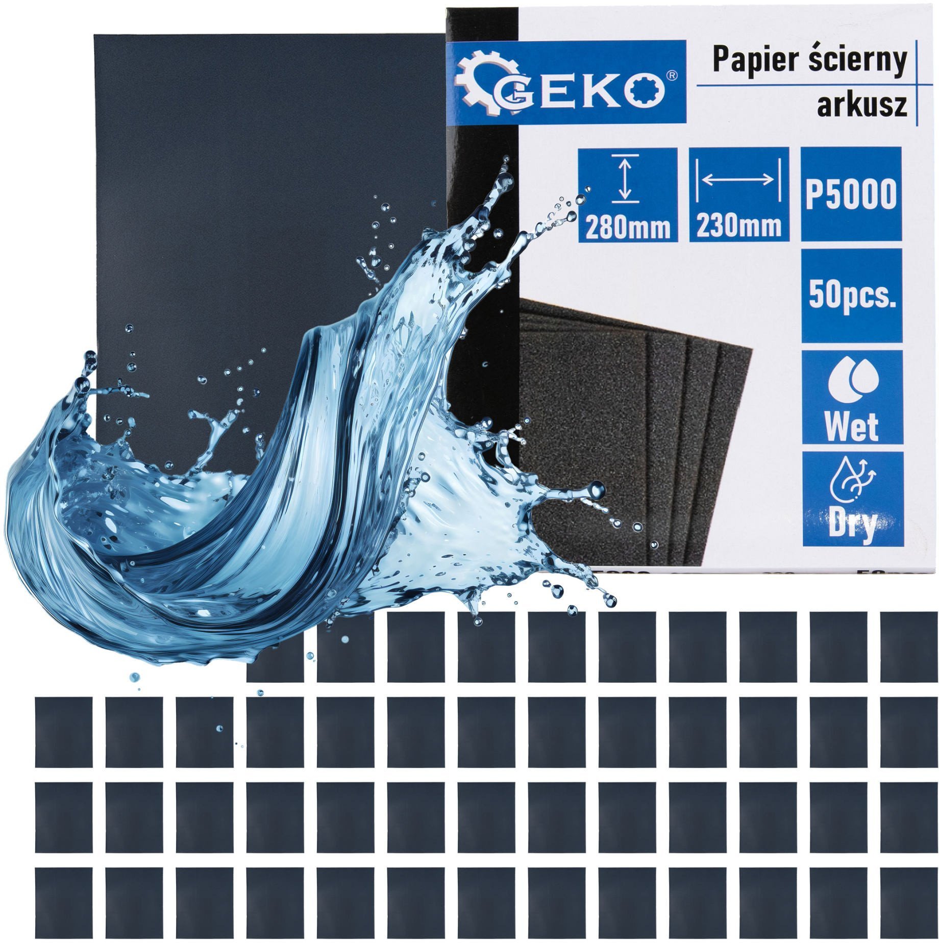 Geko Papier ścierny wodny – arkusz 230x280mm P5000 (50/1000)