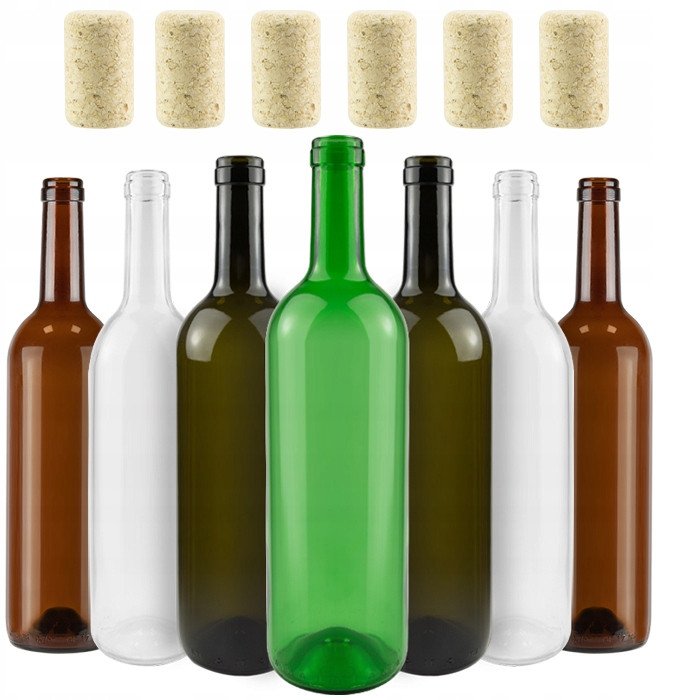 10szt BUTELKA WINO OLIWKA ZIELONA BEZBARWNA+korek