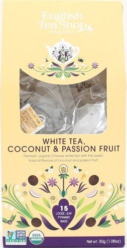 English Tea Shop HERBATA BIAŁA - KOKOS - MARAKUJA BIO* PIRAMIDKI (15 x 2 g) 30 g - ENGLISH TEA SHOP
