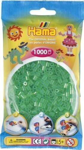 Hama HAMA MIDI PRZEZROCZYSTE ZIELONE KORALIKI W WORECZKU (1000)