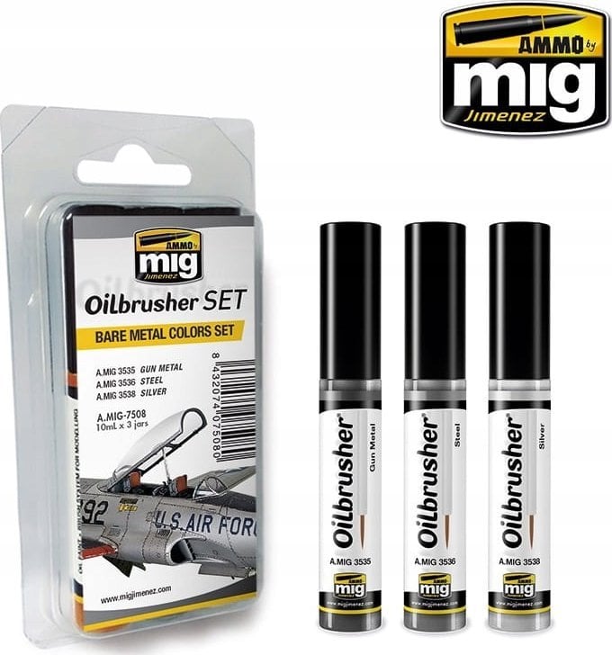 Vallejo Ammo: Oilbrusher Set - Bare Metal Colors Set