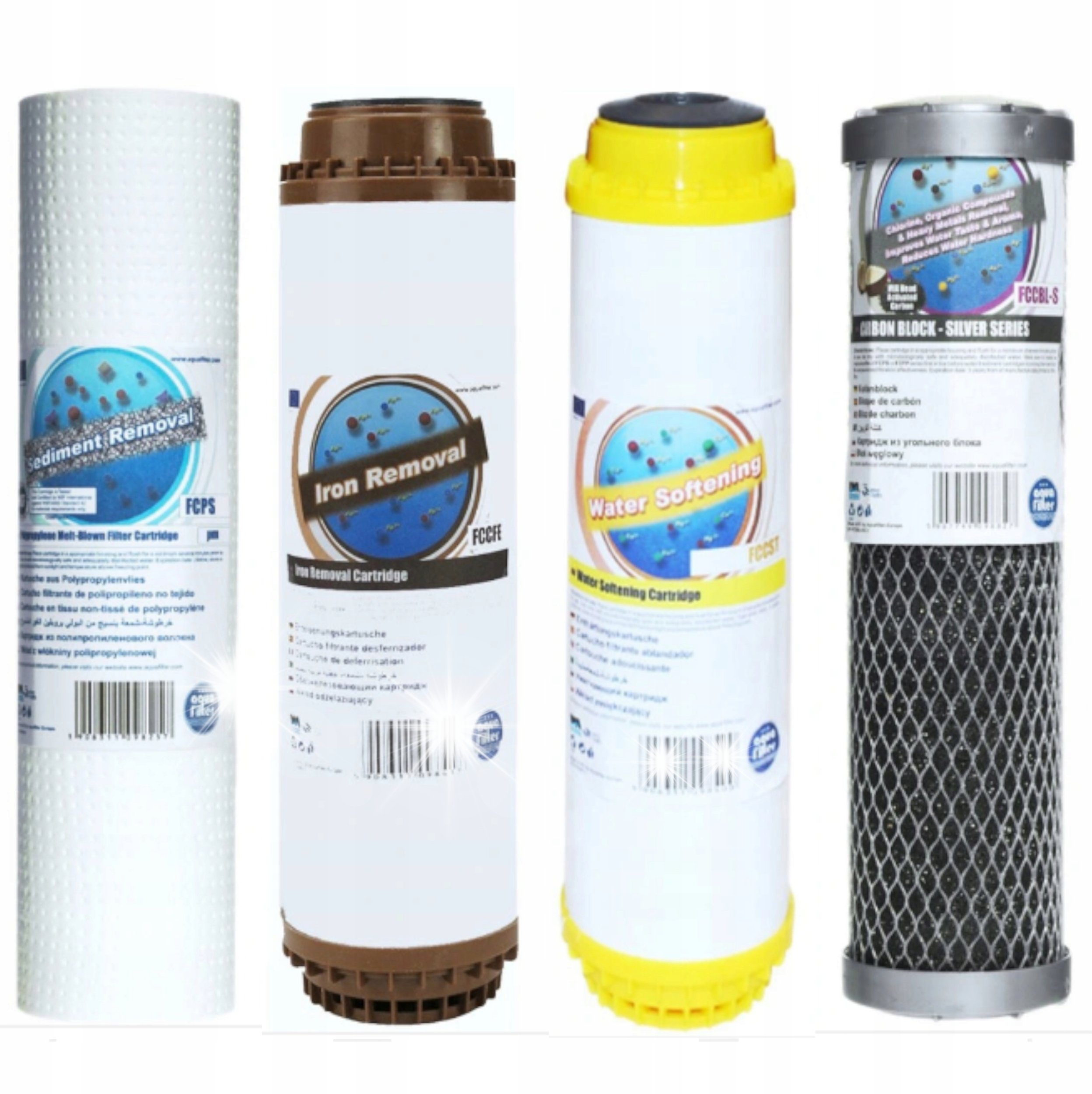 Aquafilter Zestaw Wkładów FCPS20 FCCFE FCCST FCCBL-S Filtry Wody do Domu 10" Komplet