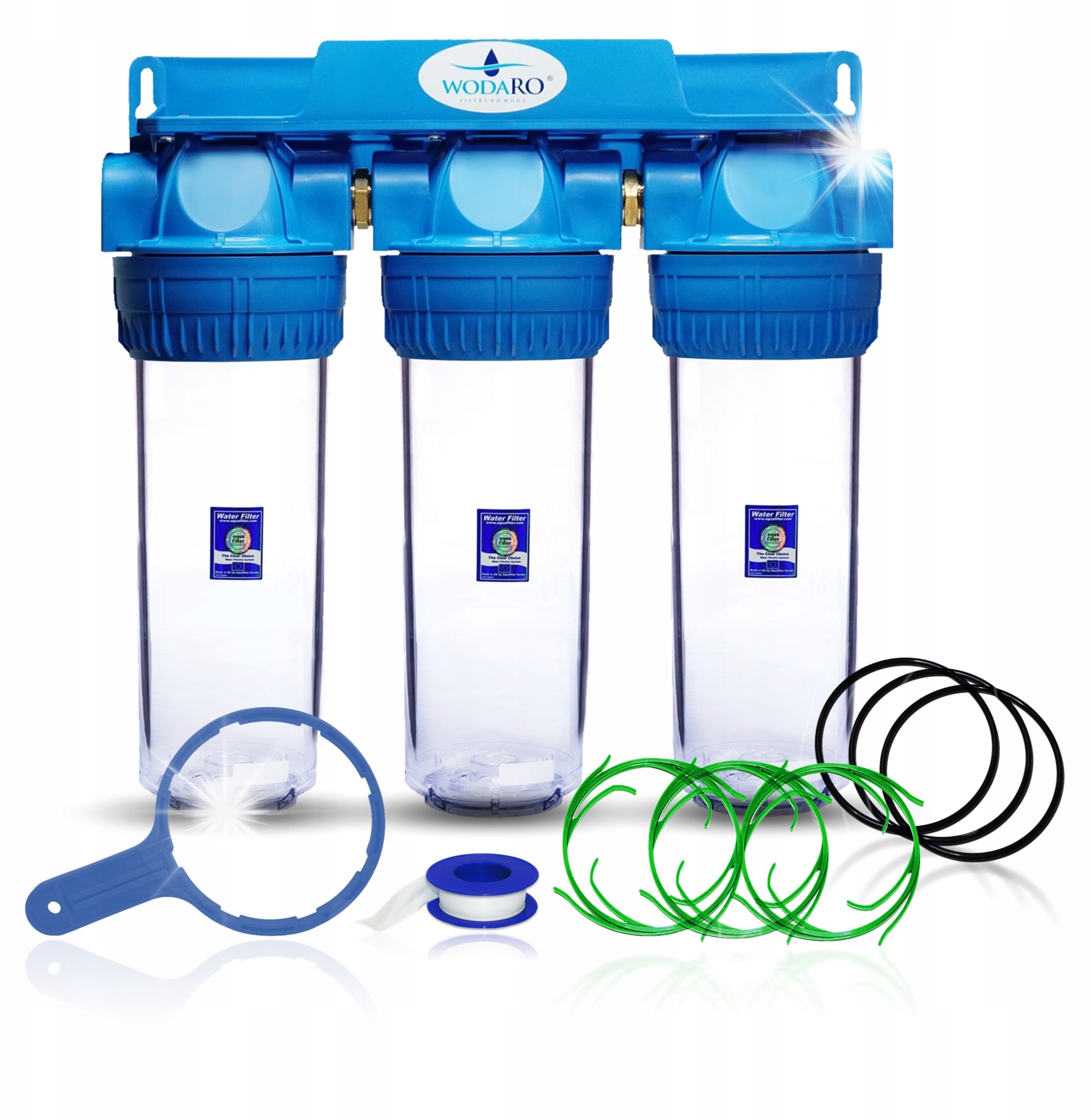 Aquafilter Filtr wody narurowy 3 STOPNIOWY na Cały Dom 1'' Potrójny Filtr Wodny 1 CAL