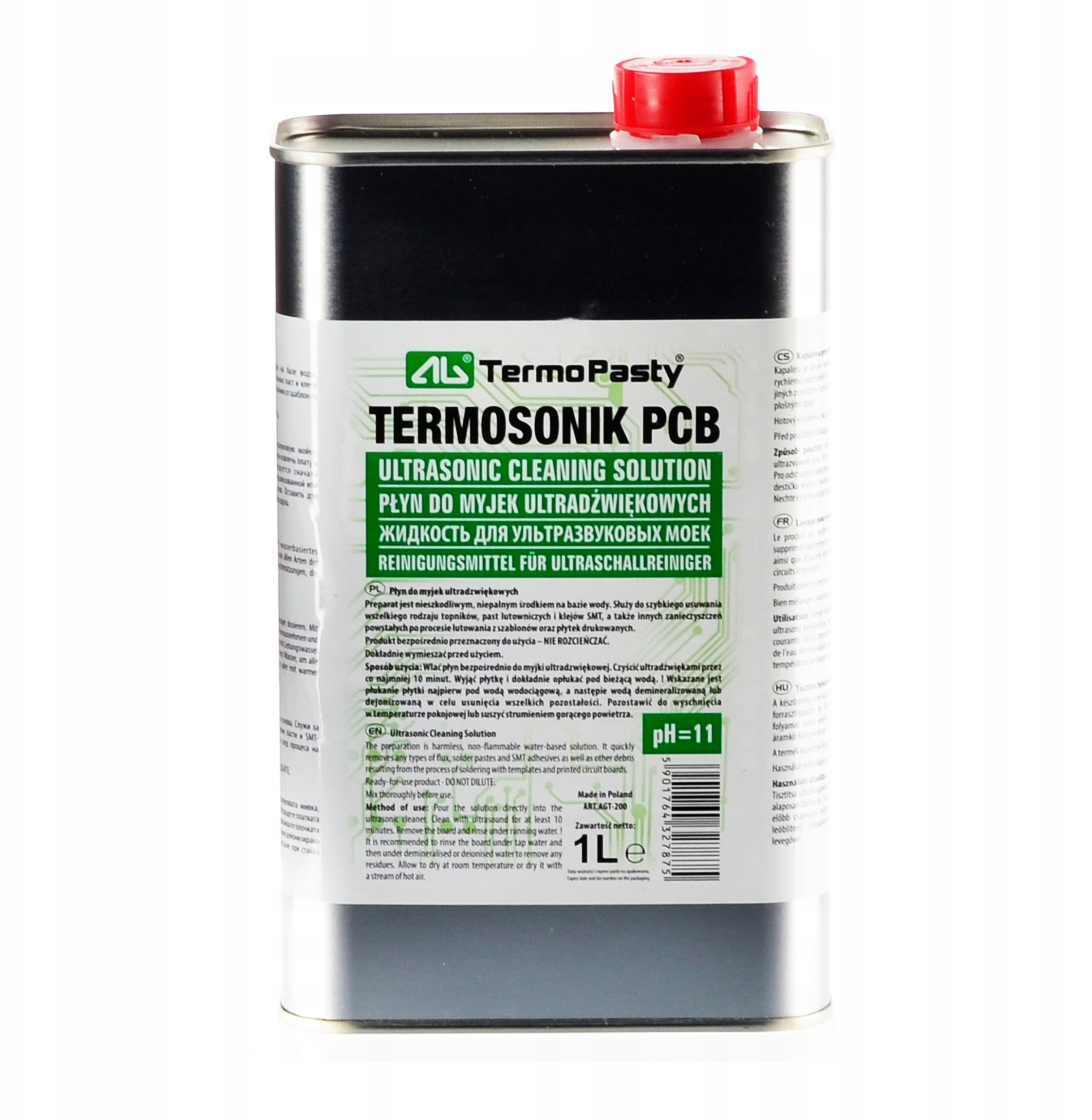 PŁYN DO MYJEK ULTRADŹWIĘKOWYCH TERMOSONIK-PCB/1000 KANISTER METALOWY 1000&nbsp;ml AG TERMOPASTY