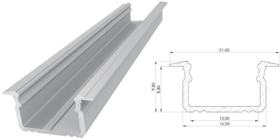 MPL Power Wpuszczany profil ALU surowy 9x16mm 3030mm GROOVE raw alu (5902135152867)