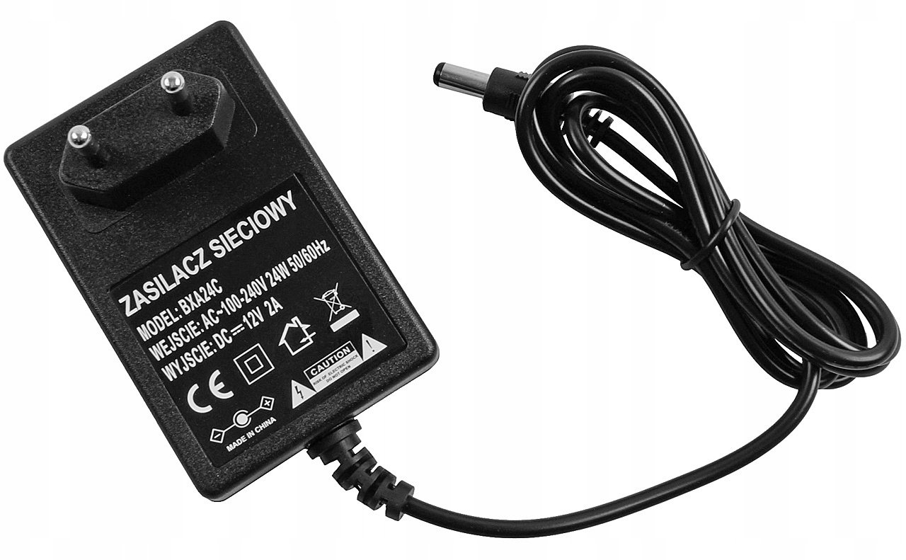 Zasilacz impulsowy 12V 2A 24W DC 2,1/5,5 wtyczkowy
