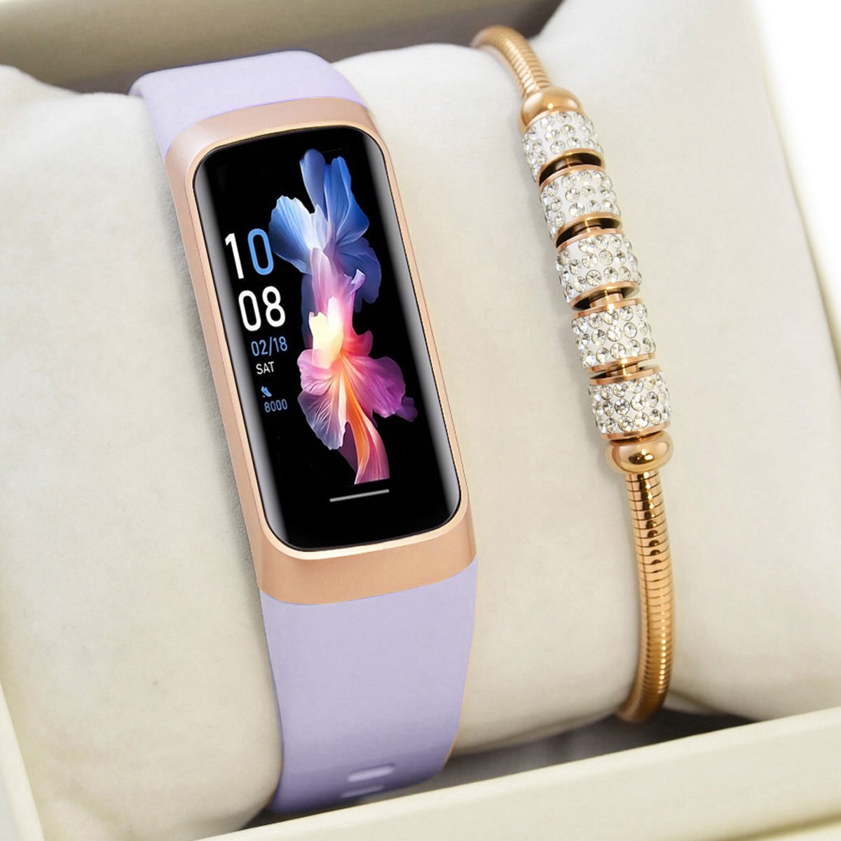 Smartband Gravity Zestaw damski SMARTBAND - GT40-4 LAVENDER + bransoletka