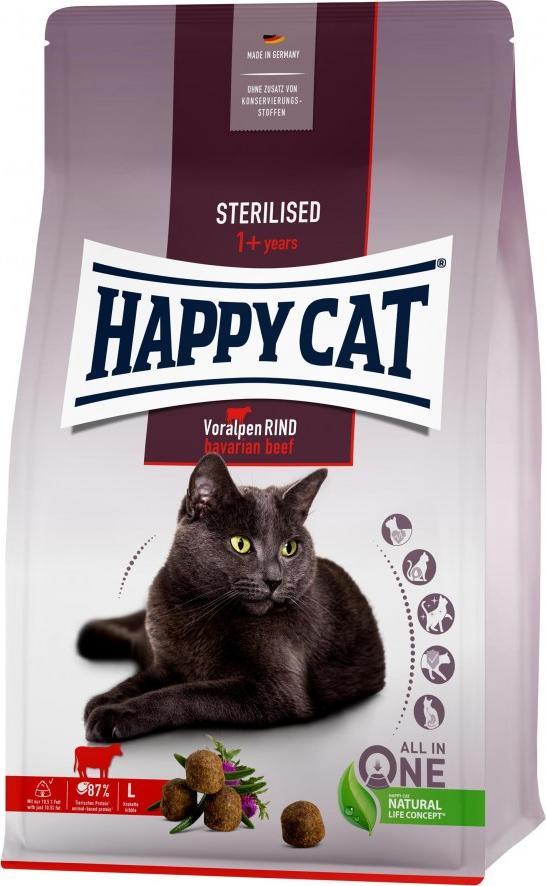 Happy Cat Sterilised Bavarian Beef, sucha karma, dla kotów po sterylizacji, wołowina bawarska, 300 g, worek