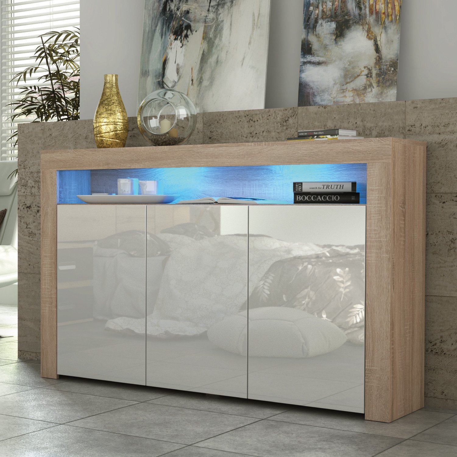 Komoda Aether 155cm RTV ONE FURNITURE - Laminat Dębowy & Biały