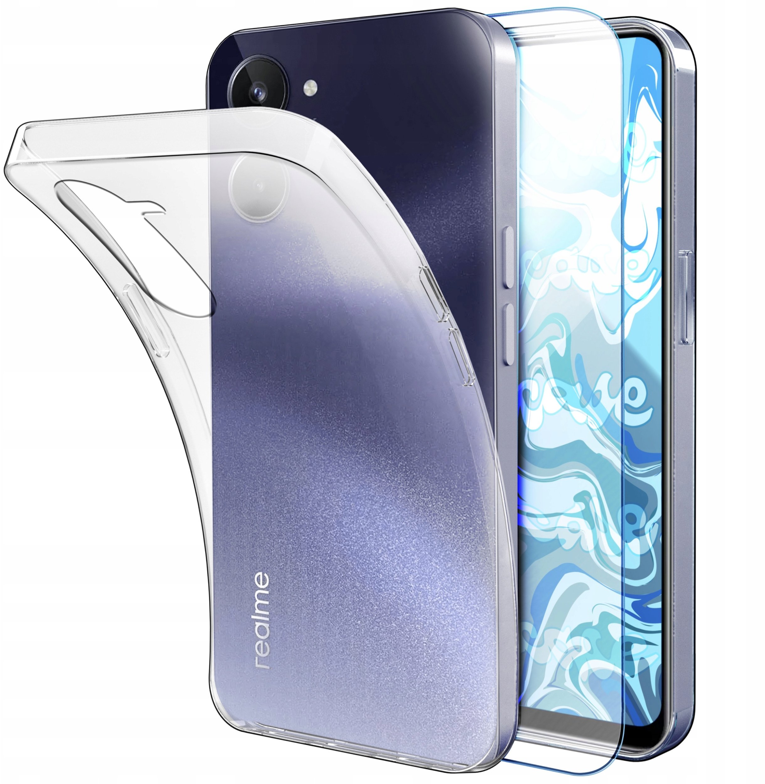 Hello Case ETUI DO REALME 10 4G GUMOWE OBUDOWA CASE SILIKON SLIM POKROWIEC SZKŁO 9H