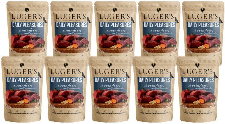 Karma mokra dla psa Luger's Daily Pleasures z reniferem, marchewką i ryżem brązowym zestaw 10 x 500 g