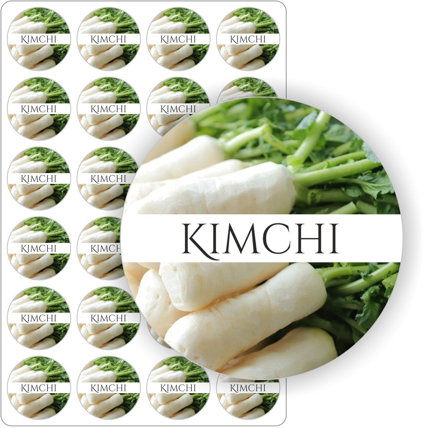 Stabilus naklejki etykietki nalepki arkusz naklejek wodoodporne samoprzylepne KIMCHI słoiki przetwory 5 cm (E-OWO_KIM_C5)