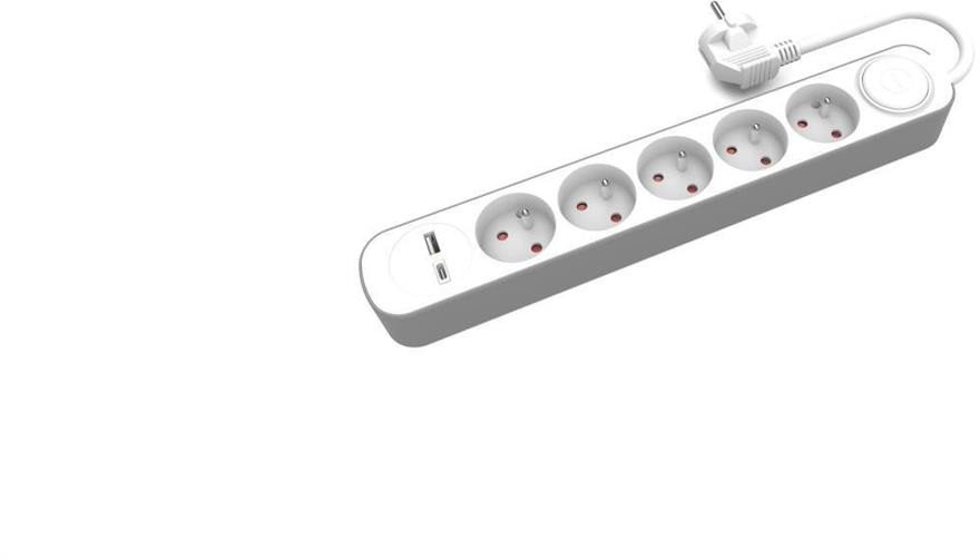 Przedłużacz stały 5x z włącznikiem oraz gniazdami USB A USB C 3m PS-570WS+USBA+USBC/3 E W-30004