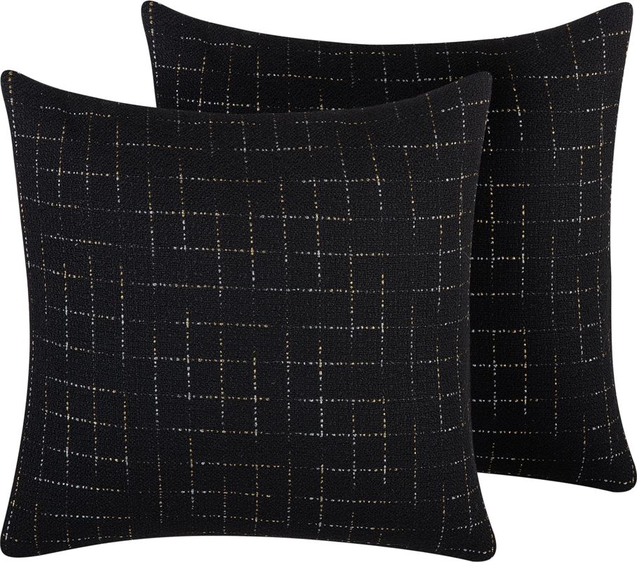 Фото - Подушки Beliani Zestaw 2 poduszek dekoracyjnych geometryczny wzór 45 x 45 cm czarn 