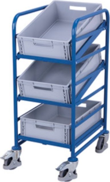 Variofit Wózek na 3 Euro skrzynki wym. 520 x 665 x 1160 mm (kolor: niebieski)