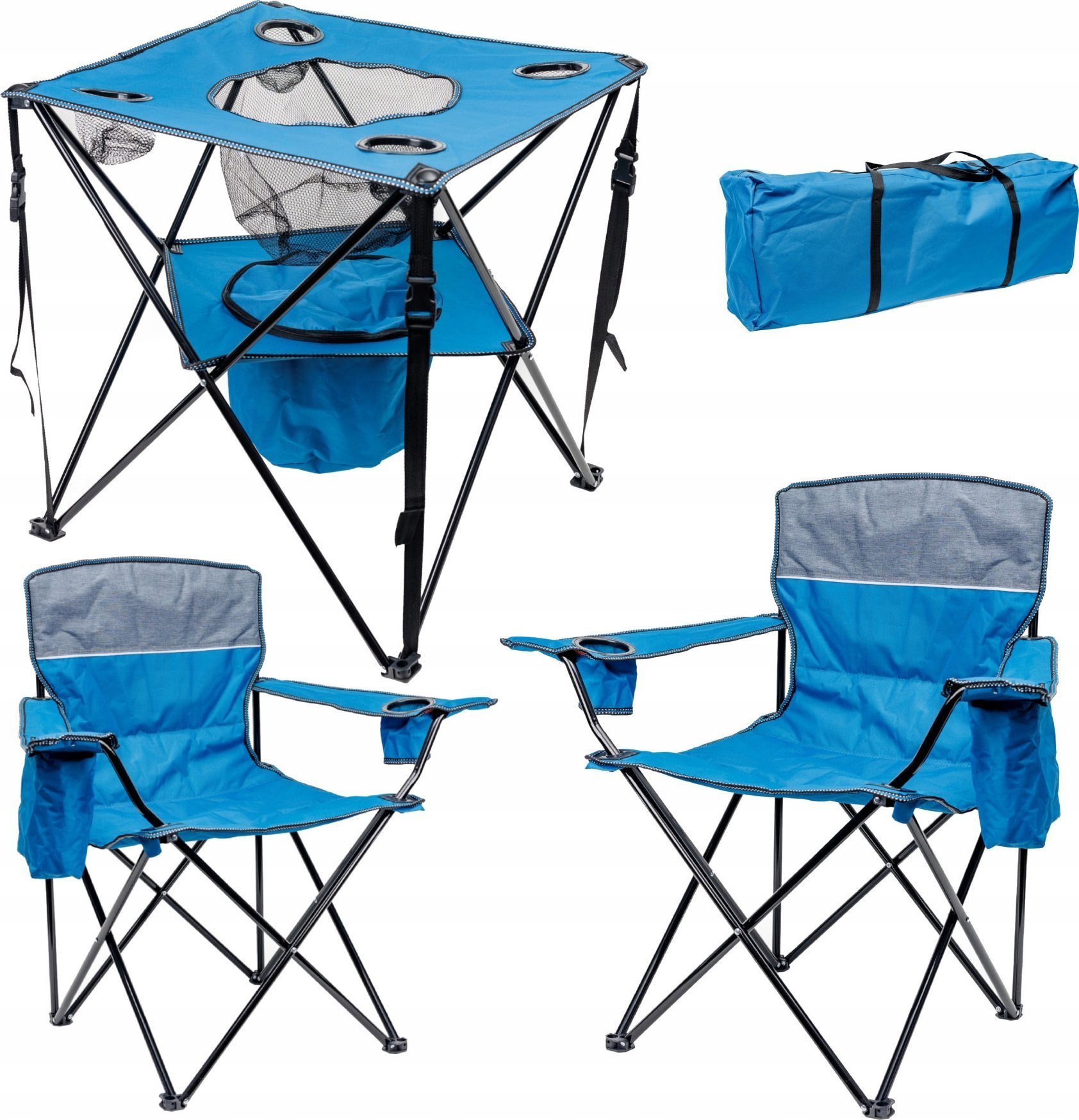 Фото - Туристичні меблі Mentor PLATINET CAMPING SET 2x CHAIR PADDED 55x55x44/90 CM + 1x TABLE 59x59x60 cm BLUE  [461375]