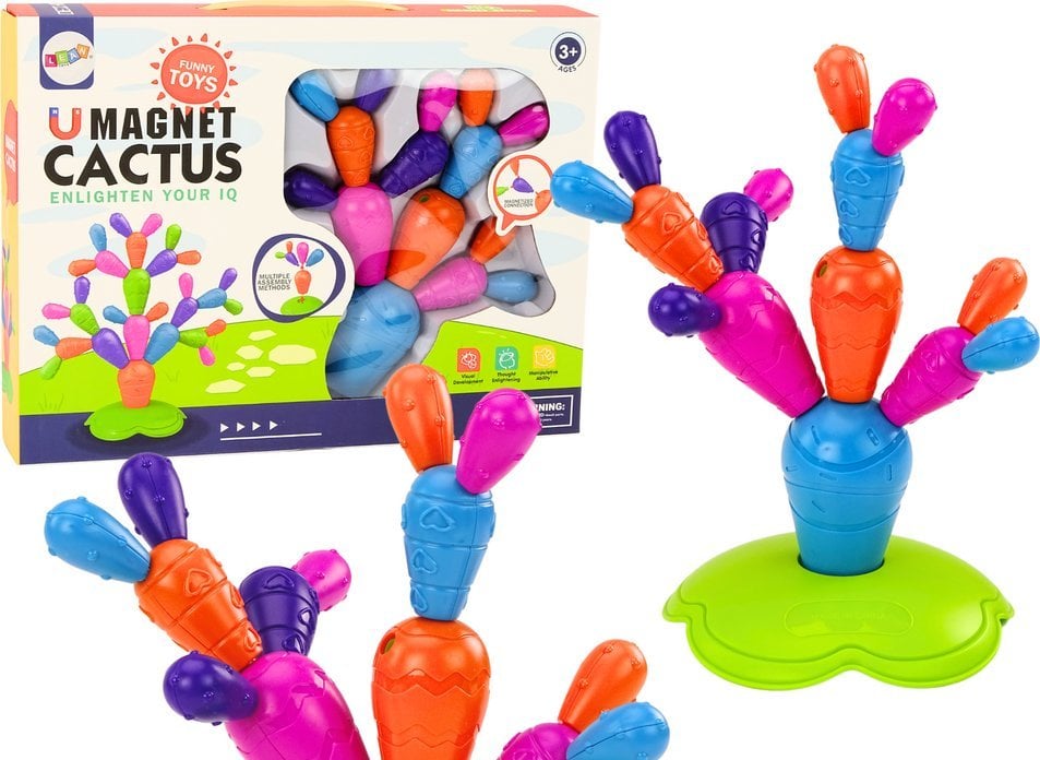 LeanToys Magnetyczny Kaktus Klocki Konstrukcyjne 16 Elementów
