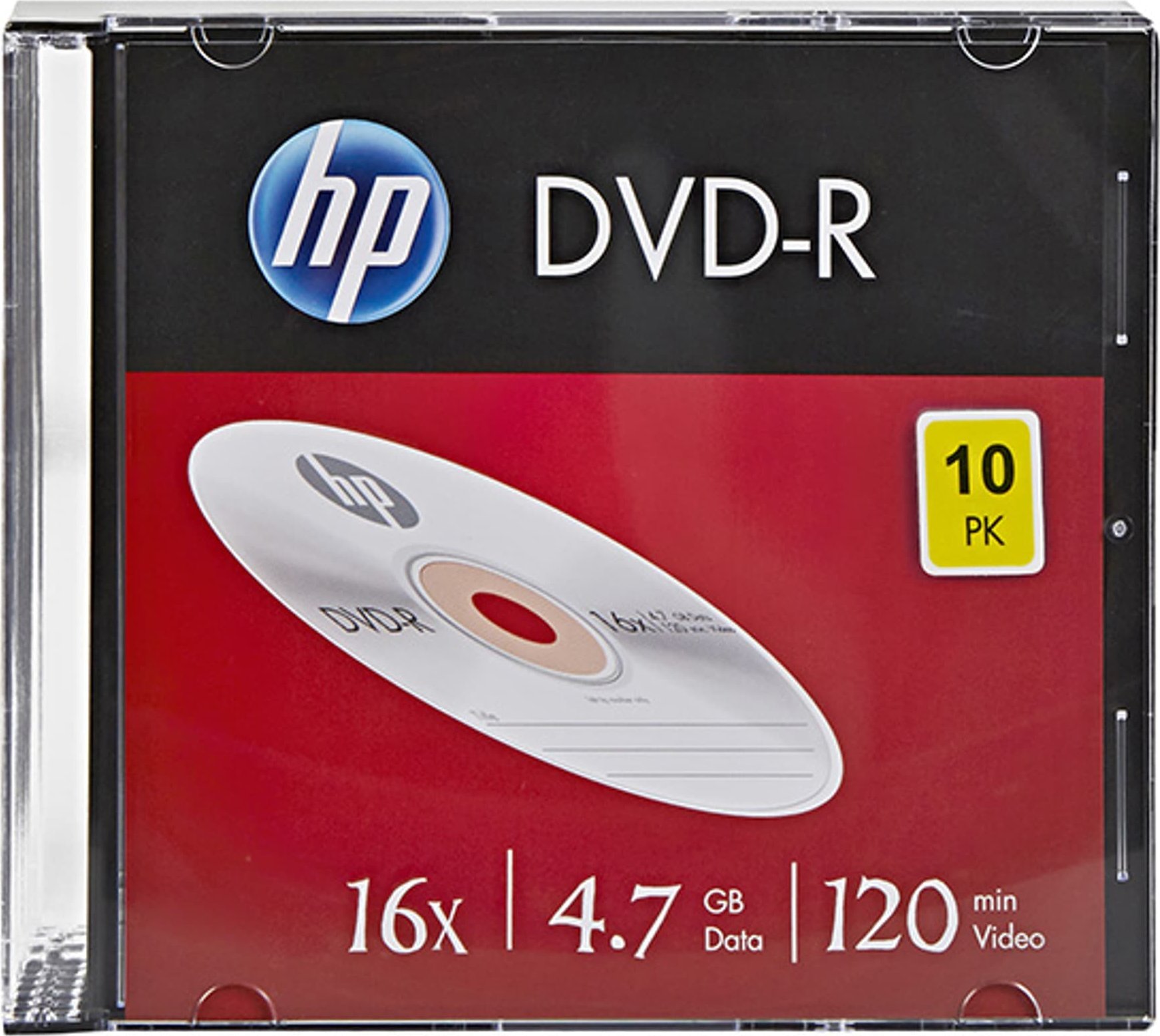 HP DVD-R, DME00085-3, 4.7GB, 16x, slim case, 10-pack, bez możliwości nadruku, 12cm, 69314, do archiwizacji danych