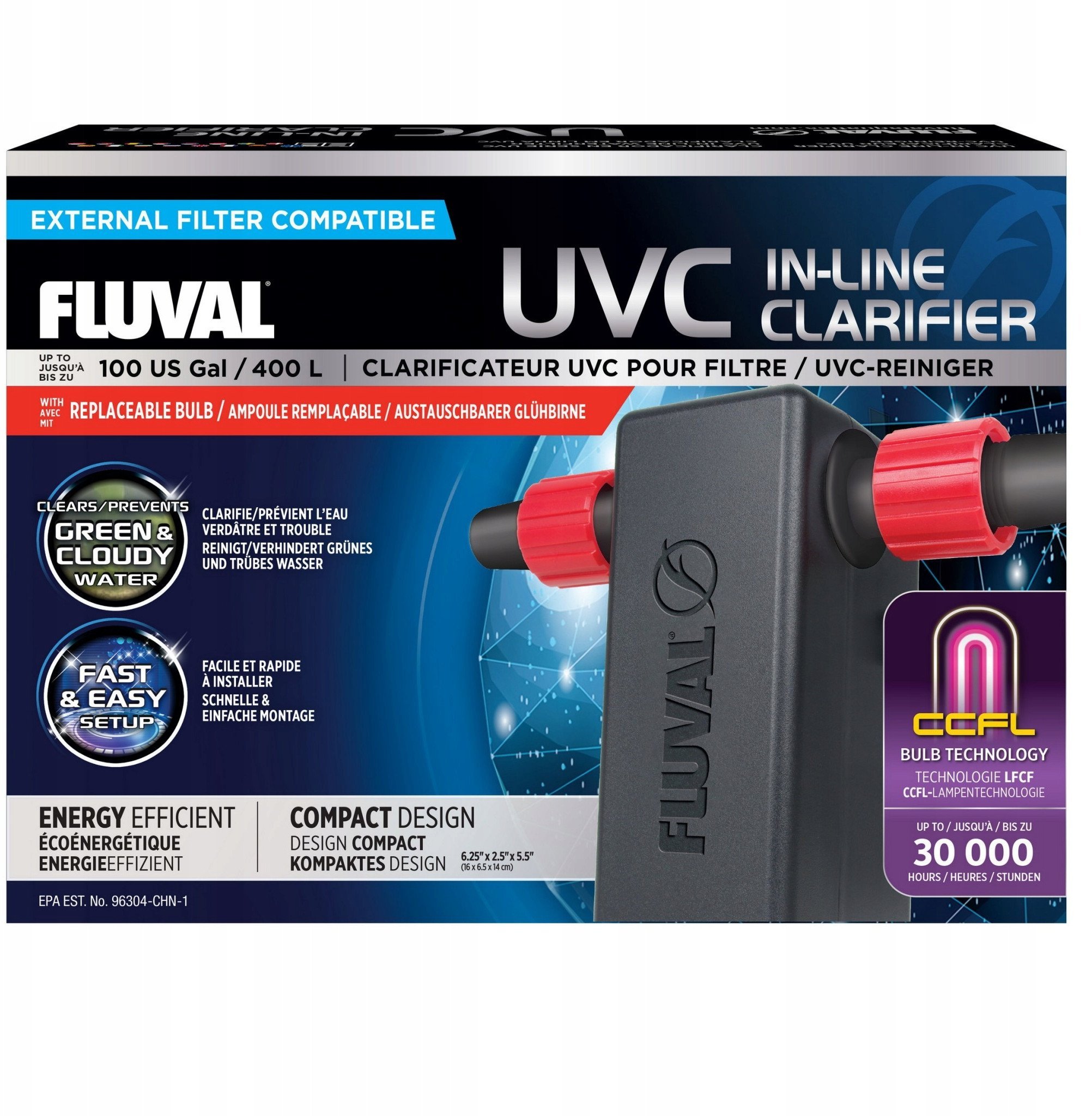 Sterylizator UVC In-Line Clarifier, 16x14x6,5cm, 3W, max. 400L