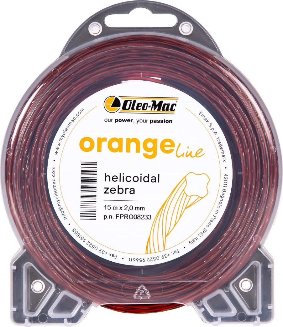 Oleo-Mac Żyłka tnąca Orange line 2,4mm / 15 m. do kosy profil spiralny szpula FPRO08234 (3154-uniw)