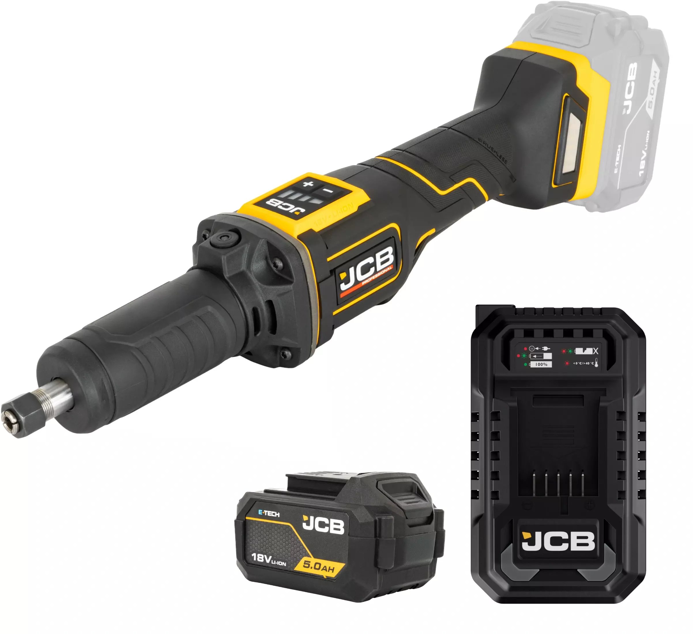 JCB Professional 18V Szlifierka Trzpieniowa Ładowarka Bateria 5Ah
