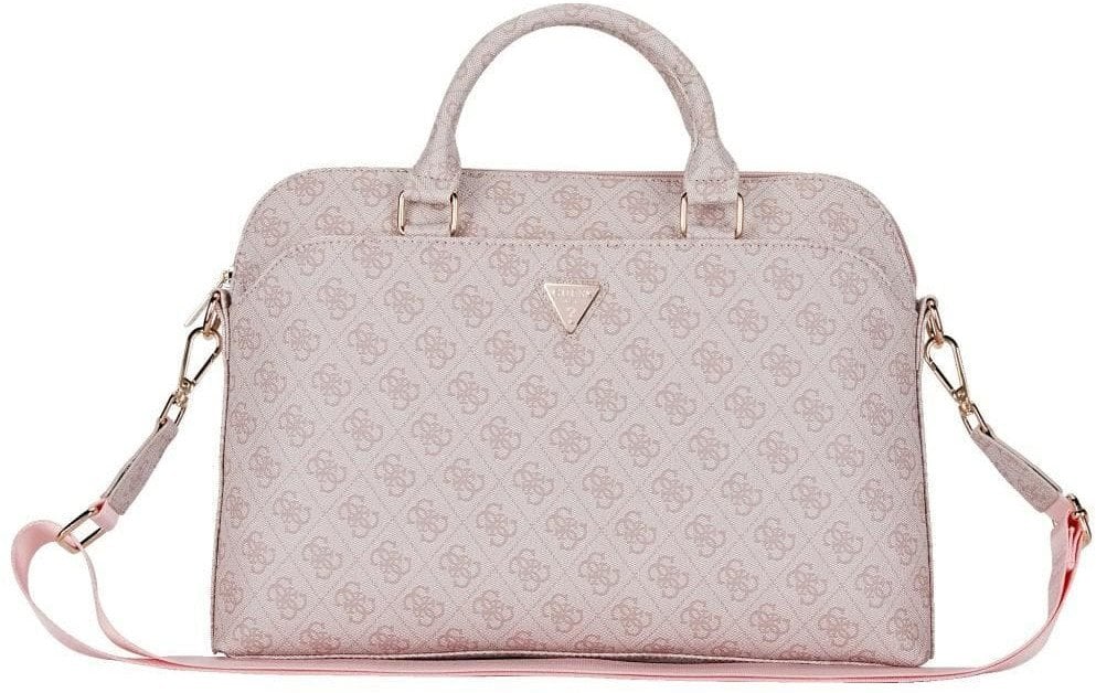 Torba Guess Bag Guess 4G Zipper Pocket Triangle Logo 15" pink