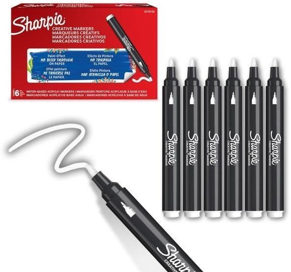 Sharpie Markery akrylowe białe (6szt)