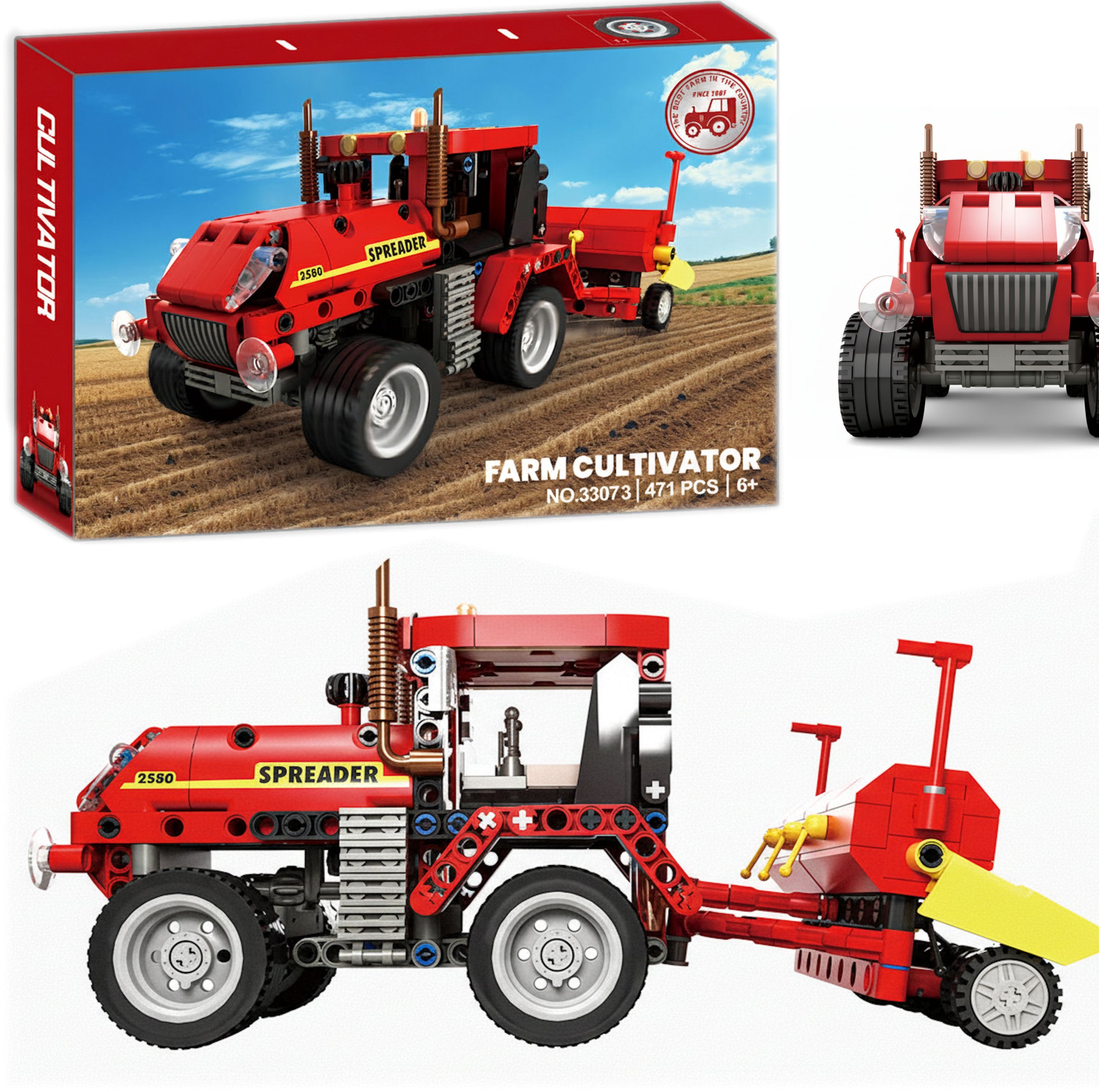 Coil klocki konstrukcyjne zestaw 471 el. elementów traktor rolniczy czerwony