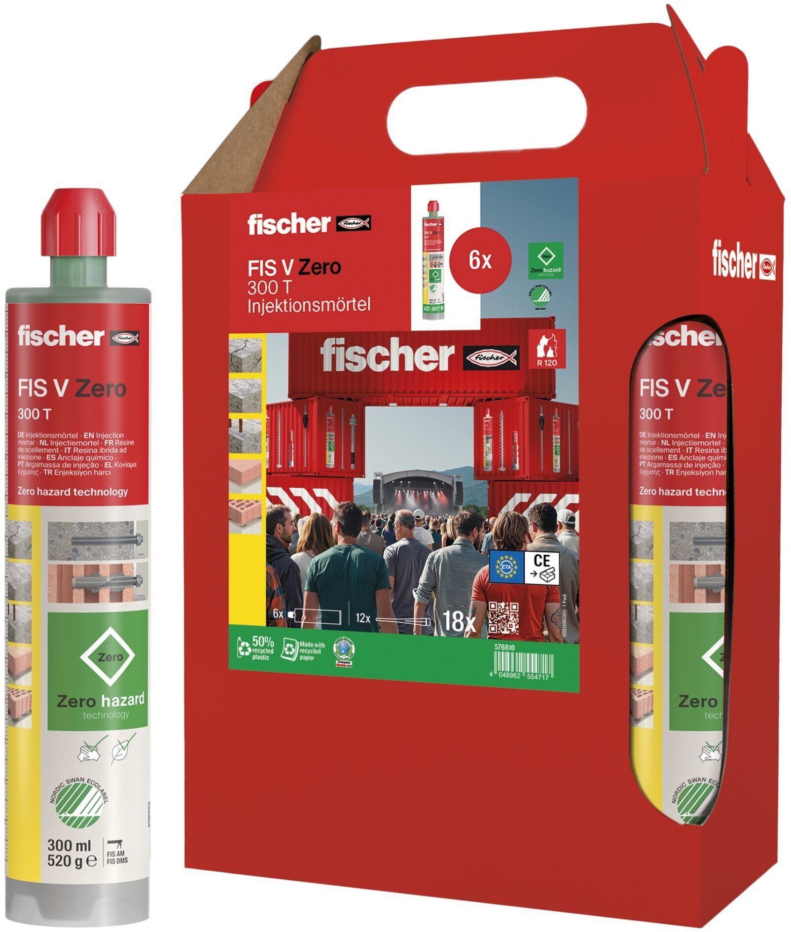 Fischer fischer injection mortar FIS V Zero 300 T six-pack green, 6 cartridges of 300 ml each