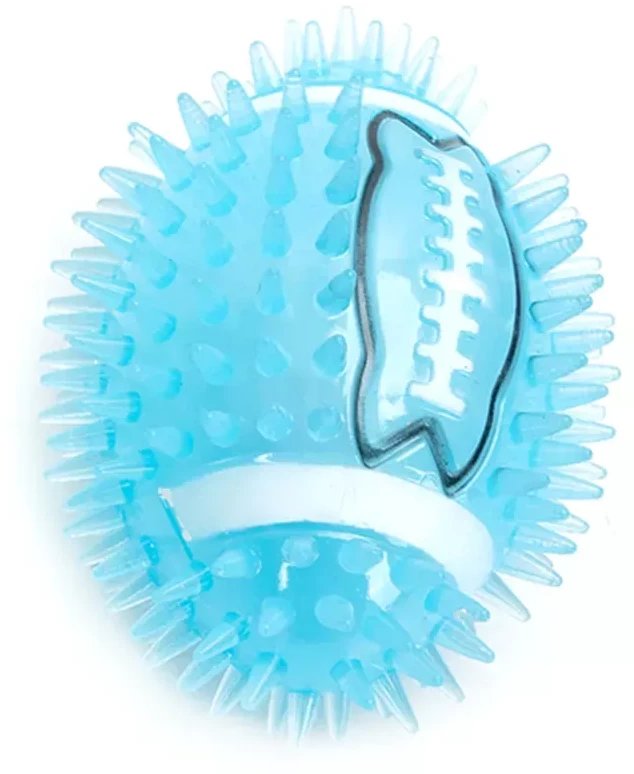 Piłka dla psa z wypustkami piszczałka rugby z TPR świecąca i piszcząca