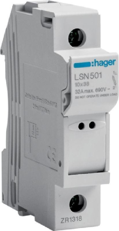 Hager Rozłącznik bezpiecznikowy cylindryczny 1P 32A 10x38mm L38 LSN501