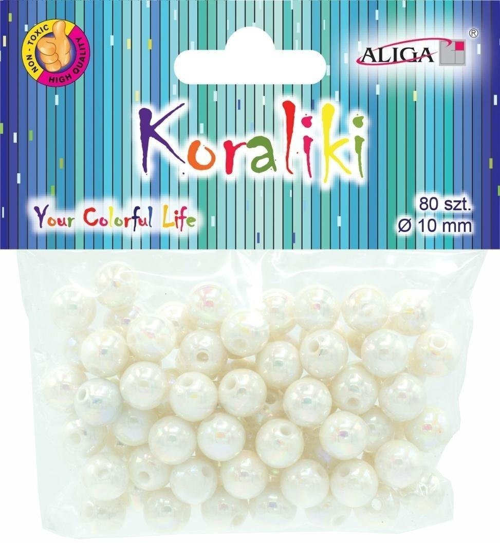Aliga Koraliki plastikowe opalizujące perłowe 10mm 80szt