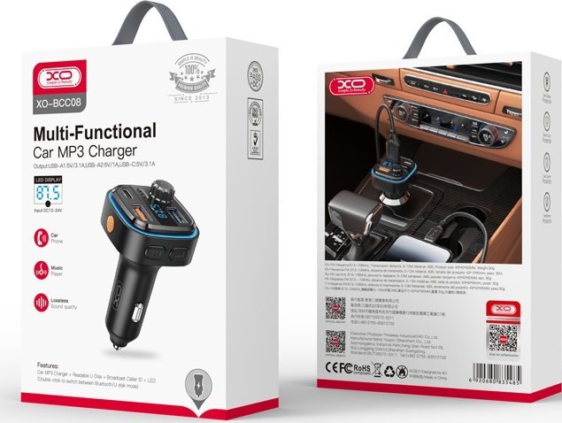 XO FM transmitter + charger BCC08 BT MP3, black