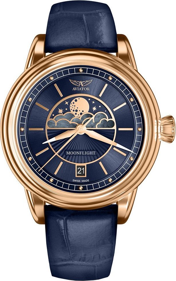 Zegarek Aviator Zegarek damski Aviator V.1.33.2.256.4 niebieski