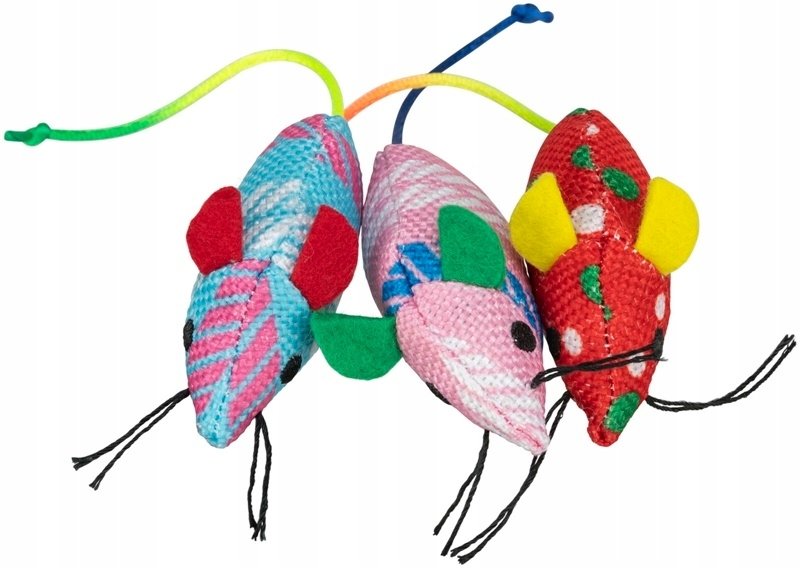 Trixie Zestaw myszek, dla kota, poliester, 7cm, z kocimiętką, 70 szt/OPAK