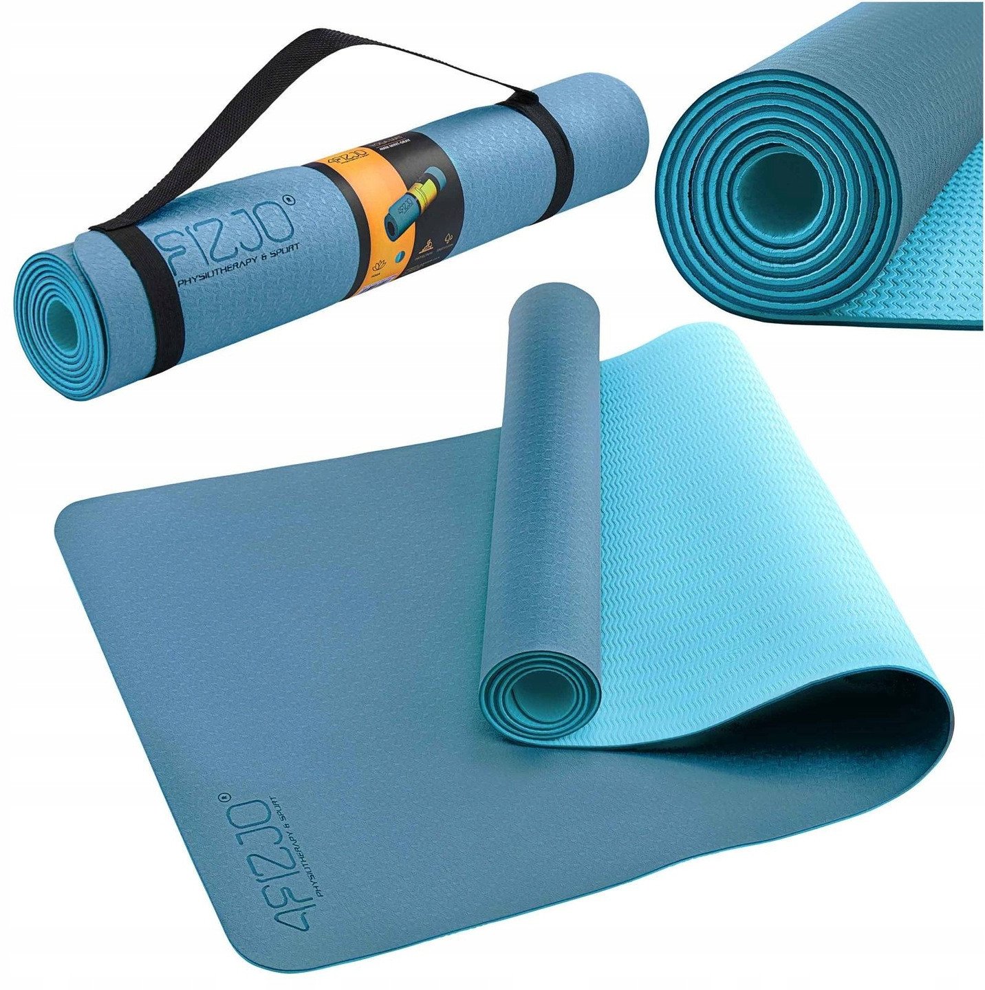 4fizjo Mata do jogi i ćwiczeń fitness TPE10mm granat/niebieski