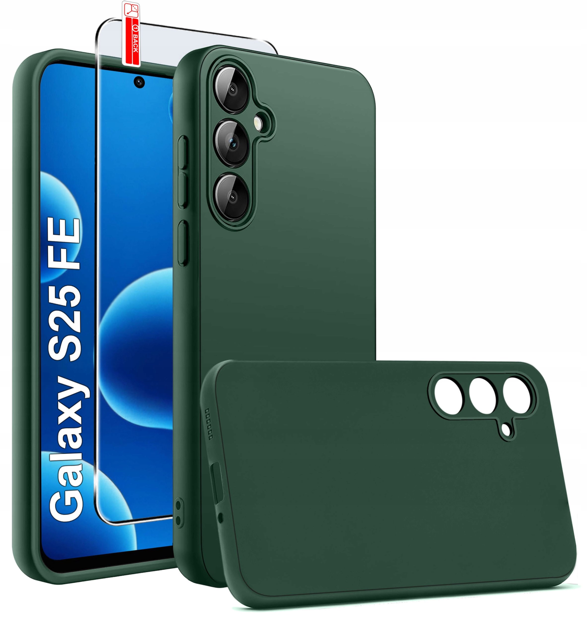 krainaGSM Etui Zielone Matowe Silikon Slim do Samsung S25 FE + SZKŁO 9H