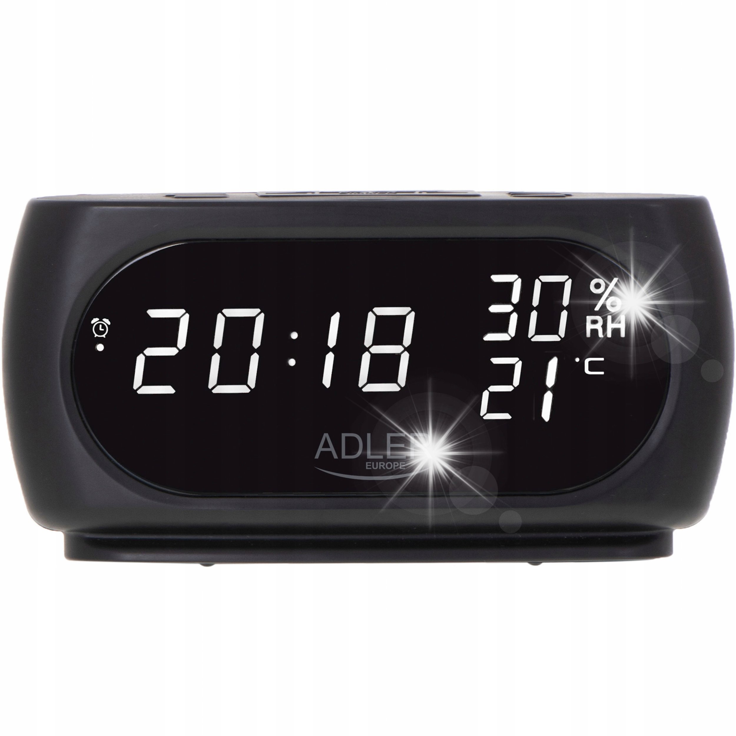 Radiobudzik Adler Radiobudzik z pomiarem temperatury i wilgotności alarm LED